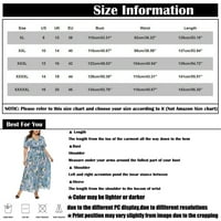 Ljetne haljine za žene srednje dužine modni cvjetni kratki rukav A-linijska ploča V-izrez plava 4xl