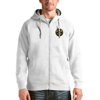 Muški antigua bijeli Denver Nuggets Logo pobjeda punog zip hoodie
