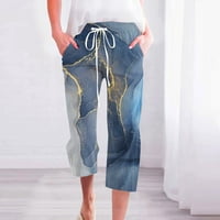 Farstey gromobrani danas ženske pamučne pamučne pamučne pantalone sa džepovima cvjetne print casual