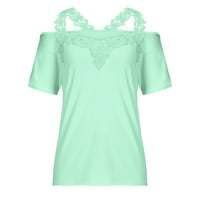 Ausyst Žene vrhovi ljetni modni V-izrez Ležerne prilike čipke patchwork solid caims bluza vrhunska klirensa