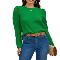 Ženske bluze i tee Regularne neznatne raste ravne povremene obične blistane okrugle vrata zelene bluze