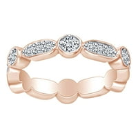 Carat Okrugli rez bijeli prirodni dijamant vječni vjenčani prsten u 14K čvrstog ruža zlatna prstena