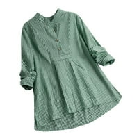 Ženski vrhovi plus veličina modni dugi rukav labav gumb plairana majica dame casual vrhovi bluza tunika