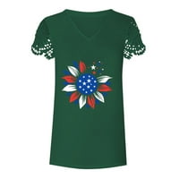 Američka košulja za zastavu Žene Ljeto Vintage USA zastava zvijezde Stripes Majice Dan neovisnosti Čipka