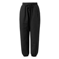 NJSHNMN teretne hlače Women plus veličina vrećica s vintage nogu hlače sa više džepova, crna, m