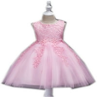 Elfinbe Little Girls Haljina čipka mrežice Betted vjenčani zabava Solid boja haljina 2-6t