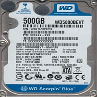 WD5000BEVT-80A0RT0, DCM HBNTJABB, Western Digital 500GB SATA 2. Hard disk