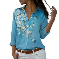 Fanxing bluze za žene Moda plus veličina cvjetne košulje Ljeto jesen Ležerne prilike dugi rukavi dolje