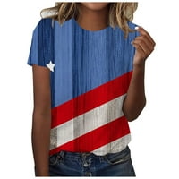 PBNBP majice za žene Ljetna nezavisnost 4. juli Američka zastava Star Stripes Ispis Crew vrat kratkih