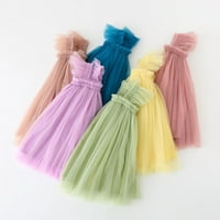 Djevojke Ljetne haljine Toddler Flyne rukave Solid Tulle Princess haljina plesske haljine 18-mjeseci