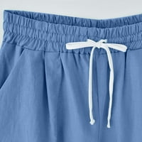 Plus veličine posteljine hlače za žene Ljetne casual labave kratke hlače visoka struka crnka na plaži