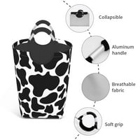 Douzhe 50l Pravokutna košarica za pranje rublja, apstraktna crno-bijela krava Stria printova na vodootporno preklopljivo rublje za rublje s aluminijskim ručkama
