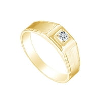 Bijeli prirodni dijamantski zaručni prsten za angažman 14K Čvrsto žuto zlato prsten veličine 9