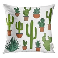 Zelena agava Cactus kolekcija raznih sukulenata i kaktusa bacaju jastučnicu za jastuk za jastuk