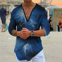 Muška majica Summer Casual V izrez dugih rukava 3D Print T Majica Bluza Top majica Majica MUN MAJI