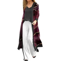 Yubatuo ženski modni casual dugih rukava s dugim jaknom kardiganski kaput za kapute za žene tamno ljubičaste