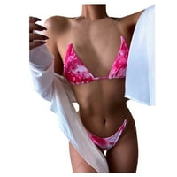 Tawop Tankini žene seksi čvrsti kaiš podstavljeni ramena dva plaža Bikini kupaći kostim vruće ružičaste