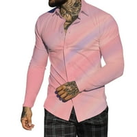Ketyyh-Chn muške polo majice za majice dole dolje plaćena flannela košulja ružičasta, 2xl