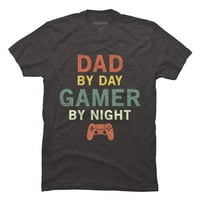 Muški tata po danu Igrač noću - smiješne najbolje poklon ideje za gamer muške ugljen sive grafičke grafike