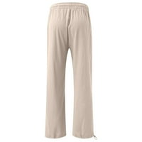 Farstey ženske hlače za široke noge plus veličine džepova nacrtač elastične struine pantalone sa dnevnim