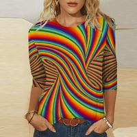 Ženske vrhove Dressy Ležerne prilike SummerLoose Fit Lagana izlaska Ležerne prilike pulover TEE majice rukav okrugli vrat 3D prugasti ispis bluza MULTICOLOR M