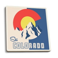 Set keramičkog coaričnog podmetača FALNERN TEST, SKI Kolorado, Kolorado, Cork natrag, upijajuća, jedinstvena umjetnost