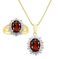 Nakit za žene 14k Žuta zlatna princeza Diana Inspirirana prstena i ogrlica W 18 Lanac dragulja i dijamanti