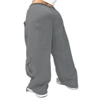 Qiylii Ženski niski struk sjajni teretni hlače Ležerne prilike pune boje harajuku vintage y5k nisko