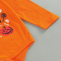 Wassery Novorođenčad Halloween Outfits Crtani film Pumpkin Ghost tiskani dugi rukav za rušenje + patchwork