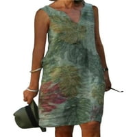 Pfysire Womens Ljetni tenk haljina bez rukava V izrez Sunderss plus veličina 3xl zelena