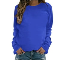 Duksevi za ženska posada vrata ležerne pulover bluza hoda plave s