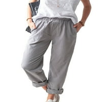 Žene elastične struke ravne pantalone za noge Ležerne duge pantalone Dame Solid Color Lounge hlače sa