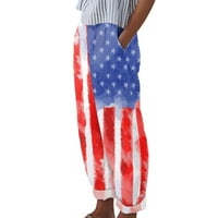 Ležerne pantalone za žene Ženska dana nezavisnosti Američka zastava Štampari hlače Baggy elastična struka