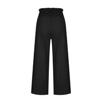 Obrezane hlače za žene hlače za žene u odjeći Chinos High Squik uspon dugačka noga-noga crna m