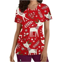 Košulje s popustom za žene božićne grafike Print Radna uniforma Ležerne prilike udobne pulover V-izrez