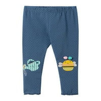 Glonme crtani dugi pantni toddler udobne atletske hlače labave cvjetne obloge gamaše plavo
