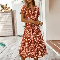 Ljetne haljine za žene Ljeto Nova polka tačka cvjetna štamparska haljina na kratkih rukava s kratkim rukavima