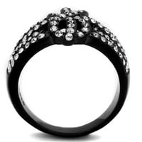 Žene crni prsten Anillo para mujer y ninos unise dječji prsten od nehrđajućeg čelika sa gornjim klasom kristal u čisti Evelyn