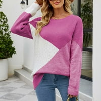 Viadha džemperi za žene sa rukavima na rukavu za patchwork džemper u boji casual pulover