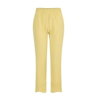 Riforla hlače za žene hlače Pamučne casual kuće ženske ženske casual pantalone Yellow_ XXL