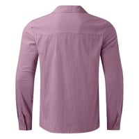 Ketyyh-Chn muški košulje dugih rukava Ležerne prilike sa slobodnim dijelom V vrat na vrhovima ružičaste,