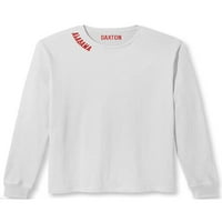 Daxton Premium Alabama Muškarci dugih rukava majica ultra mekani srednje težine pamuk, bijeli tee crvena