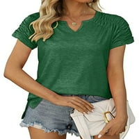 HAITE WOOD majica V izrez Ljetni vrhovi kratki rukav za majicu Radni pulover Dnevna odjeća Čvrsta boja Tee Green M