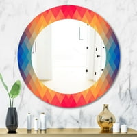 Art DemandART Šareni geometrijski uzorak štampano moderno ogledalo - ovalno ili okruglo Zidno ogledalo
