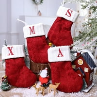 Ximi Božićne čarape Vintage Style Tkanje navodno tkanje pisma Ispiši kamin Xmas Tree Viseći čarape za