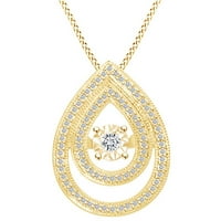 Carat okrugla bijela prirodna dijamantska dvostruka suza privjesna ogrlica u čvrstom žutom zlatu od