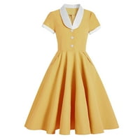 50S Rockabilly Haljine Ženske 1950-ih Vintage Solid Color Haljina koktela maturalne haljine sa kapicama
