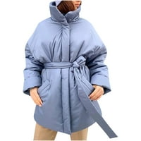 Ženska topla trendy zimska jakna unise casual srednja odjeća FAU zimski zatvarač duge čvrste jakne džepne