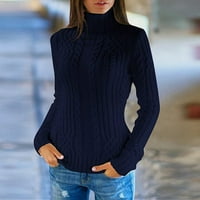 Ženska jesen i zimski obični turtleneck dugi rukavi pleteni džemper