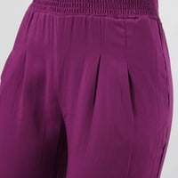 Sanbonepd Ženska elastična struka pant sa džepom Loose Harem hlače Ispisane hlače od ispisanih hlača: